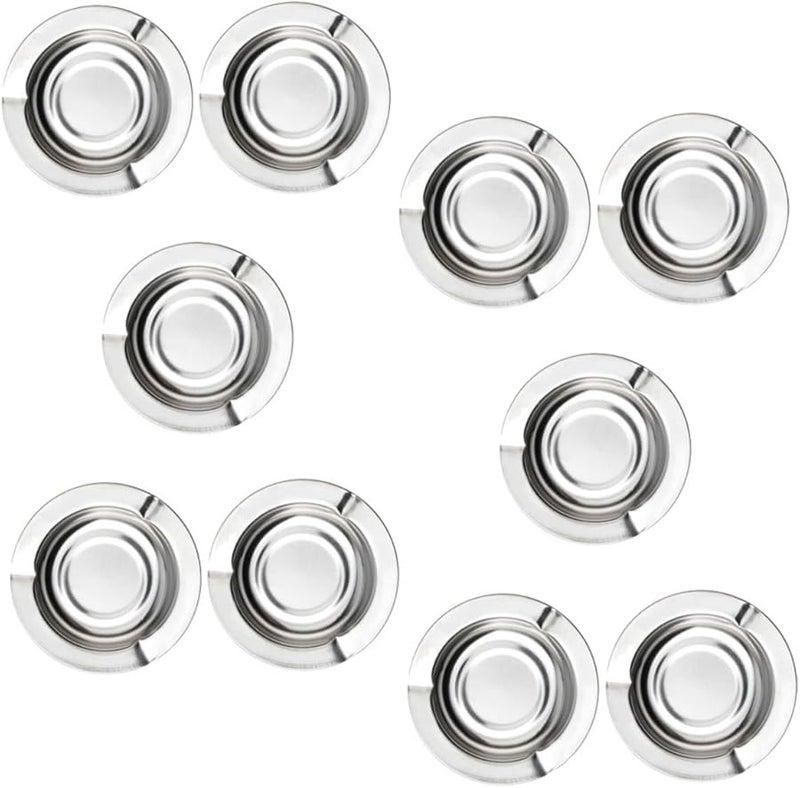 Cabilock 10Pcs Stainless Steel Ashtray with Windproof Lid for Indoor Outdoor Use - Image 1